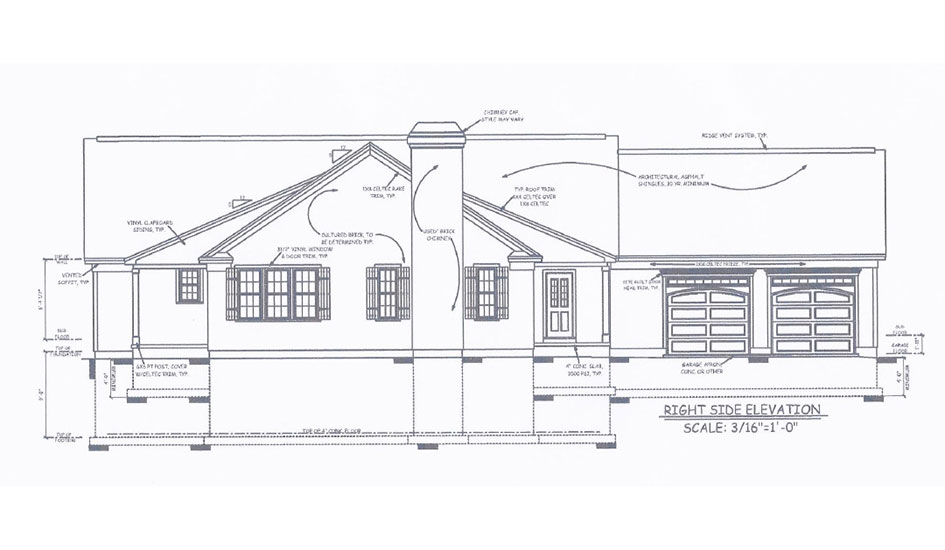 Custom Homes - Side Elevation Design